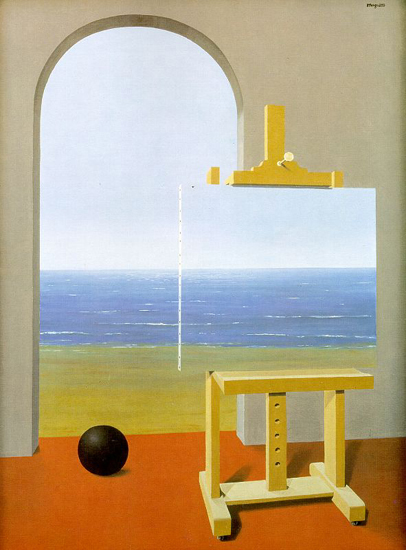 Magritte: La condición humana (1935, Museo Magritte, Bruselas). Por cierto, espléndido el diseño del museo, hasta el lavabo parecía una obra de arte.